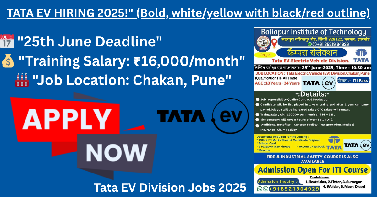 Tata EV Division Jobs 2025